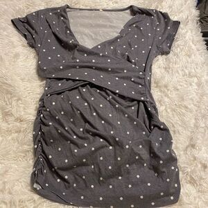 No Brand Gray & Polka Dot Maternity Medium Shirt